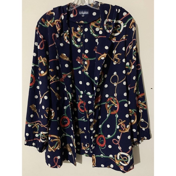 Vintage Triples Polyester Nautical Jacket Women's Size Large - Picture 2 of 10